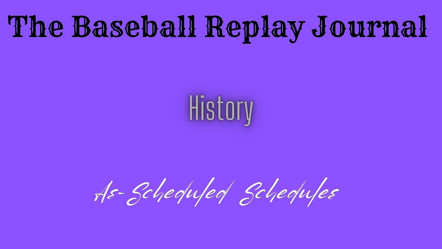 Baseball Replay Journal History Schedule