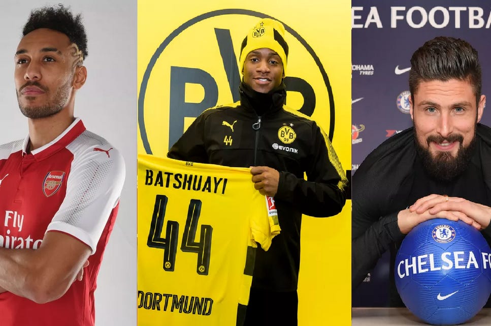 Who won the Aubameyang-Batshuayi-Giroud transfer?