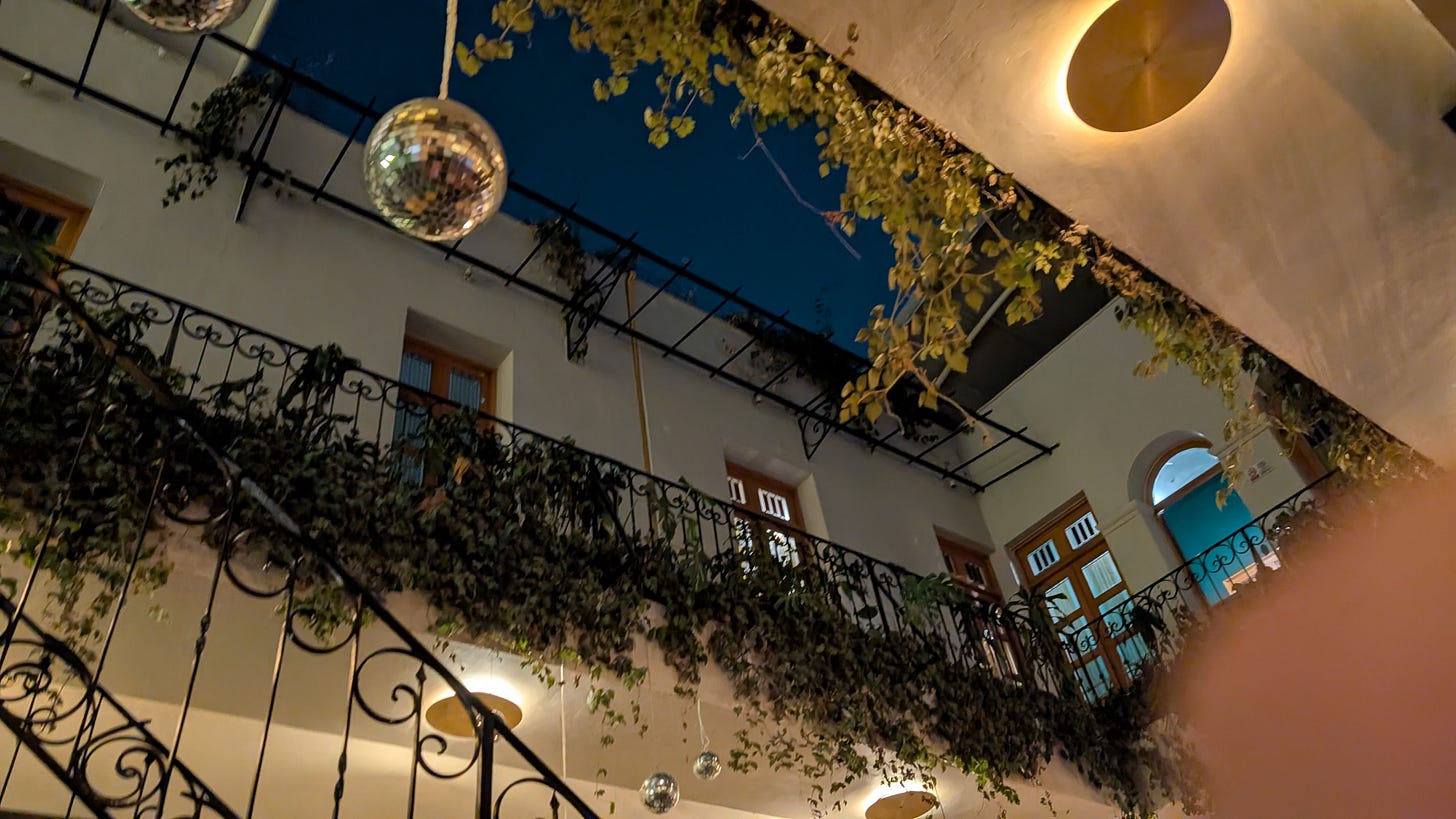 The delightful al-fresco courtyard at Casa Prunes (host of Salon de Agave) in Mexico City.