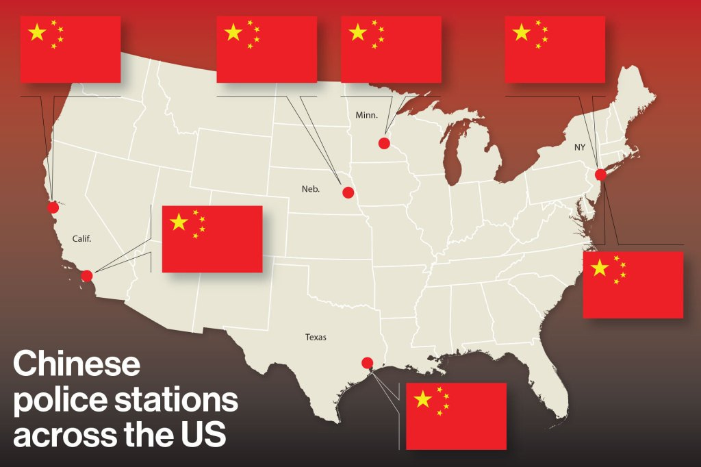 Map of locations of Chinese police stations in the US