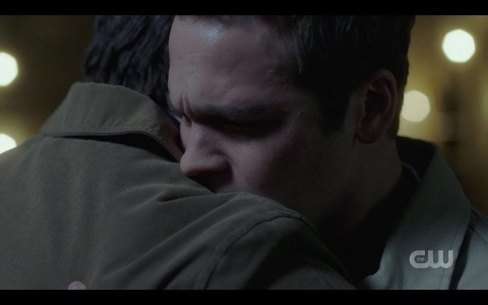 Jack crying in Castiels arms Supernatural 1511