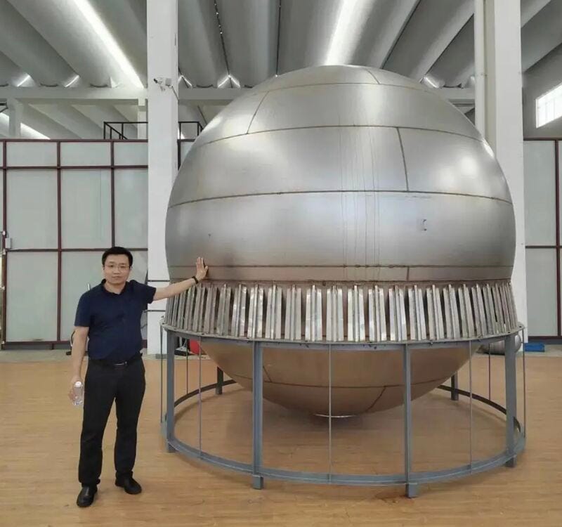 Wang Lipeng and his stainless steel tank test piece