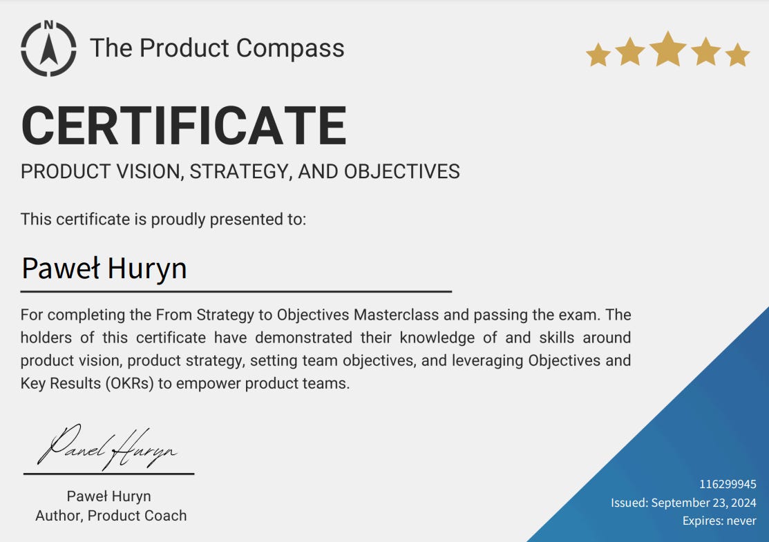 Product Vision, Strategy, and Objectives certification