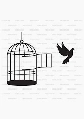 Bird cage (free bird). Cut files for Cricut. Clip Art silhouette (eps, svg, pdf, png, dxf, jpeg).
