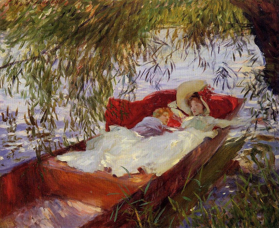 Two Women Asleep in a Punt under the Willows  | 1887 | John Singer Sargent | WikiArt