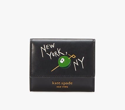 Shaken Not Stirred Embellished Metallic Small Slim Bifold Wallet | Kate  Spade New York