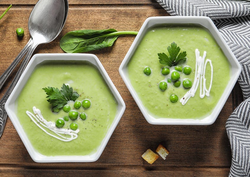 Coconut green pea soup