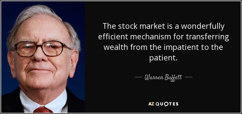 Warren Buffett quote: The stock market is a wonderfully efficient mechanism  for transferring...