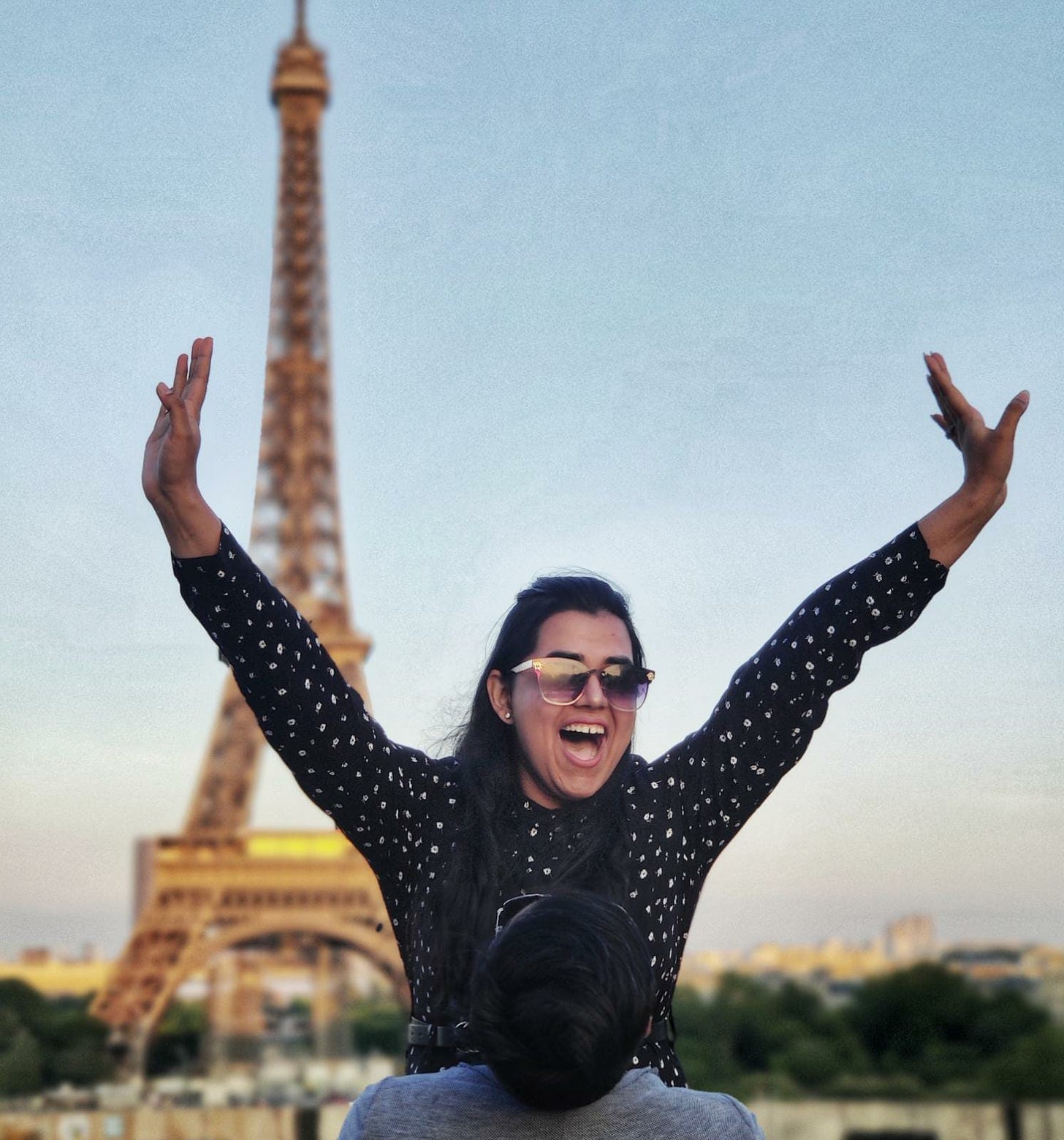 This is us in front of the Eiffel Tower! (Credits: Author’s own image)