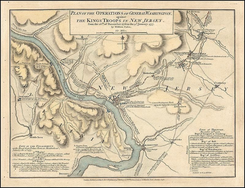 Washington s crossing Delaware River map