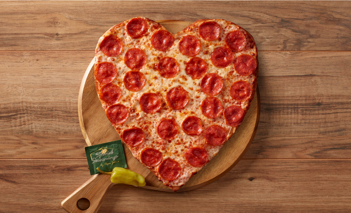 Papa Johns pepperoni heart shaped pizza