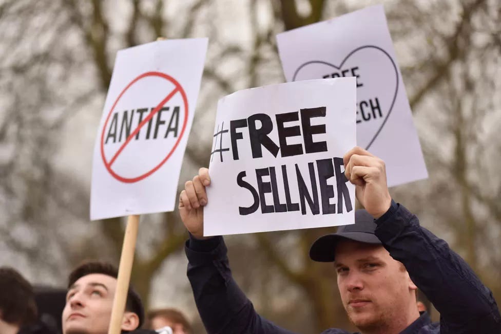 Supporters of Sellner confront anti-fascists at Speaker's Corner, London