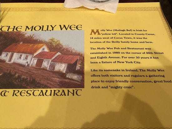 Menu - Picture of Molly Wee Pub, New York City - Tripadvisor