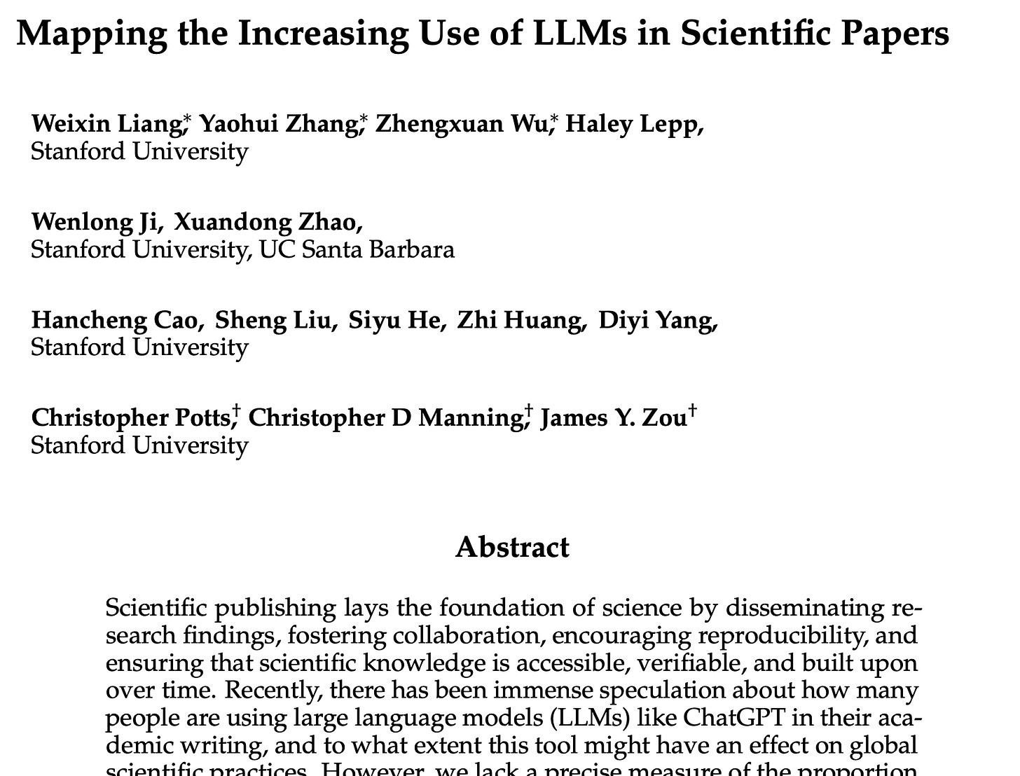 Capa da pesquisa sobre uso de LLMs em pesquisas científicas.