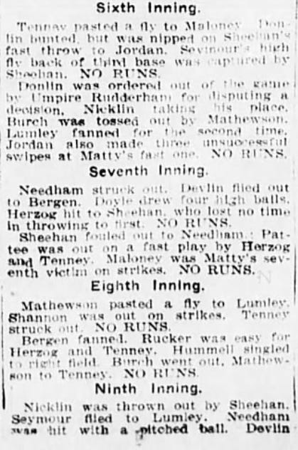 1908 Superbas Giants Play By Play