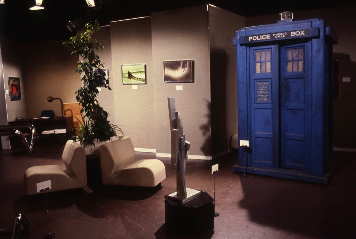 The TARDIS on the gallery set without actors