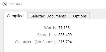 screenshot of Steph's word count