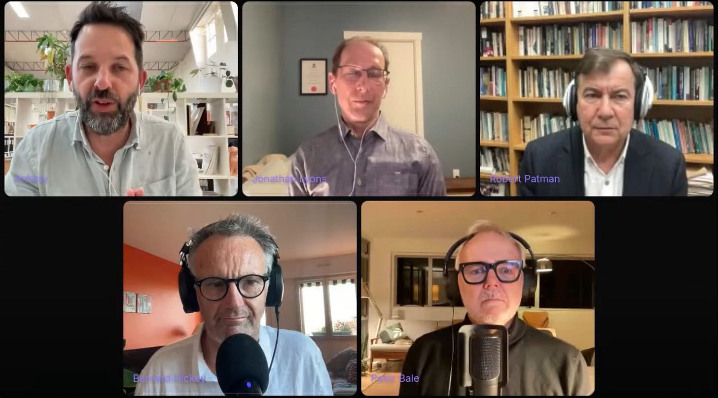 Bernard Hickey, Peter Bale, Cathrine Dyer, Robert Patman, Antony Loewenstein, Jonathan Lyons & Andrea Black ‘Hoon’ around the news of the week to June 20