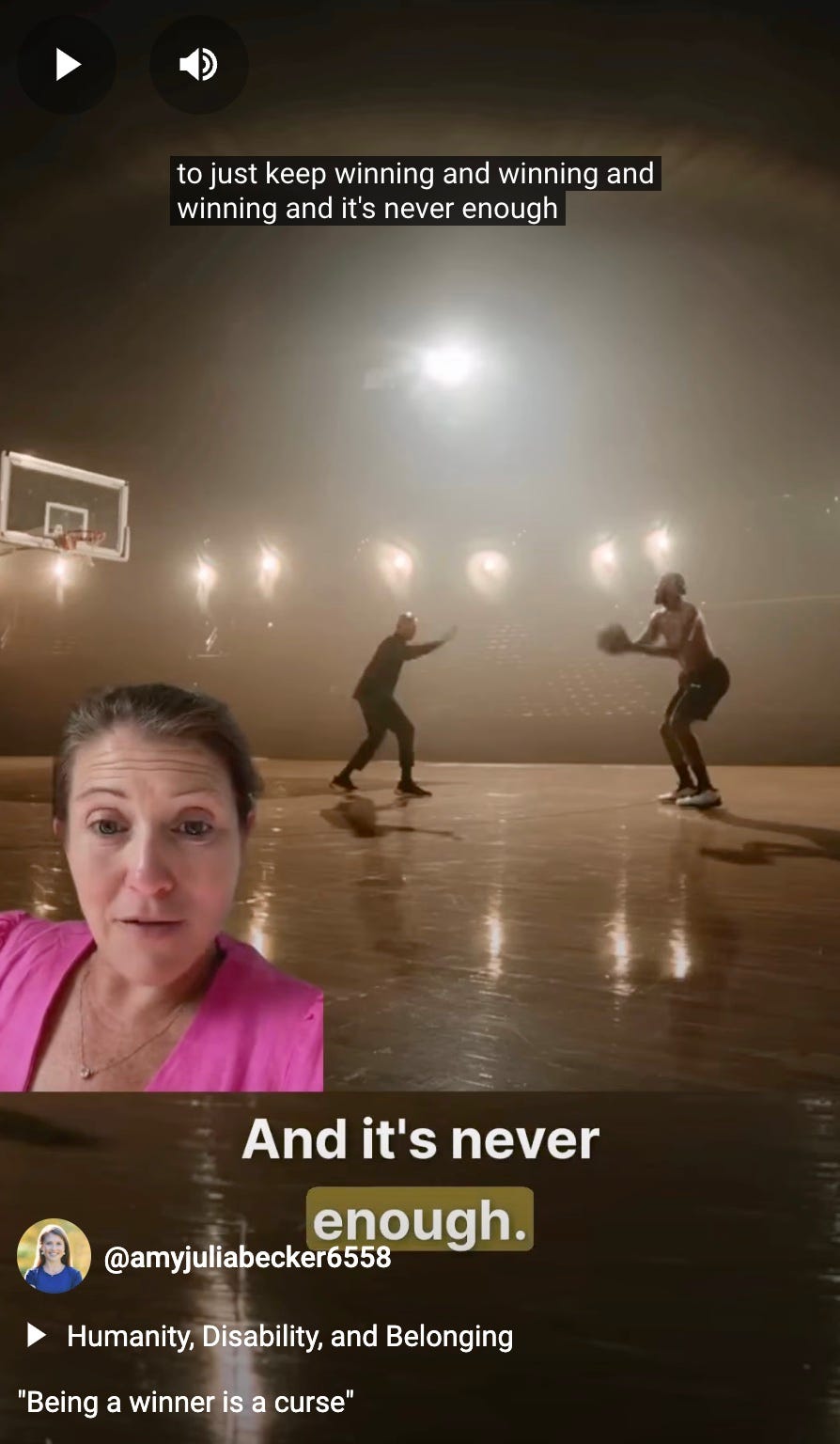 screenshot of Amy Julia's commentary on the LeBron James' Olympics ad