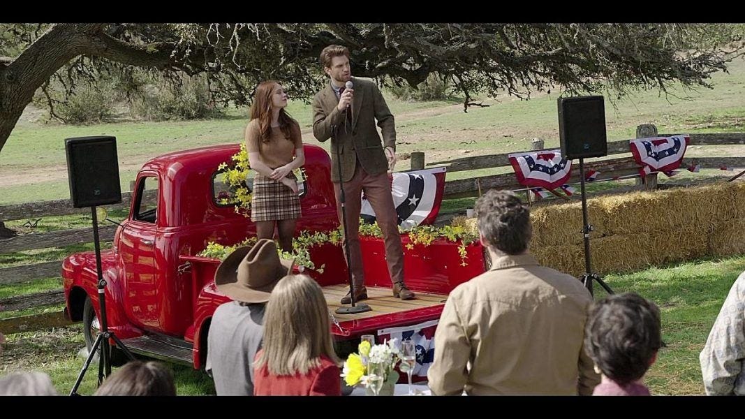 Walker gay keegan allen Liam on back of truck trying to get more bareback horse riders to mount him and his campaign on set.