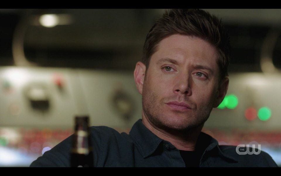 Dean Winchester looks up after Sam says he needs him SPN Golden Time