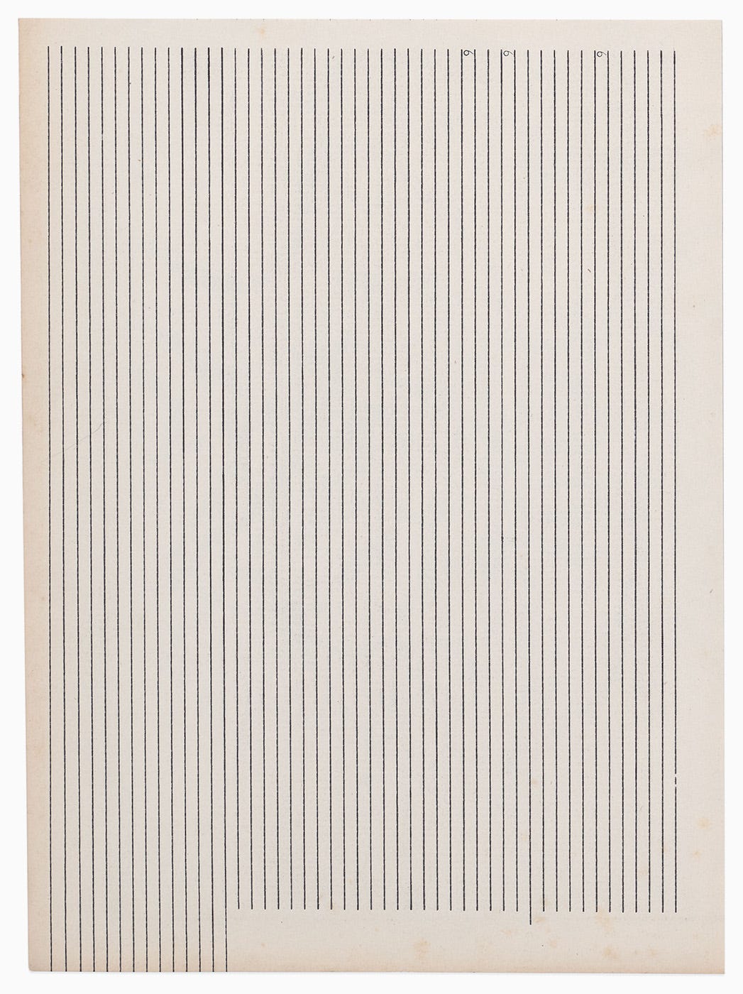 Victoria Burge, Graphs & Grids, (detail), (typewritten ink on paper in 11 parts, accompanied by an enclosure of binder’s board with foil stamp in two parts and a paper folder; installation dimensions are variable), 2023 [Krakow Witkin Gallery, Boston, MA. © Victoria Burge]