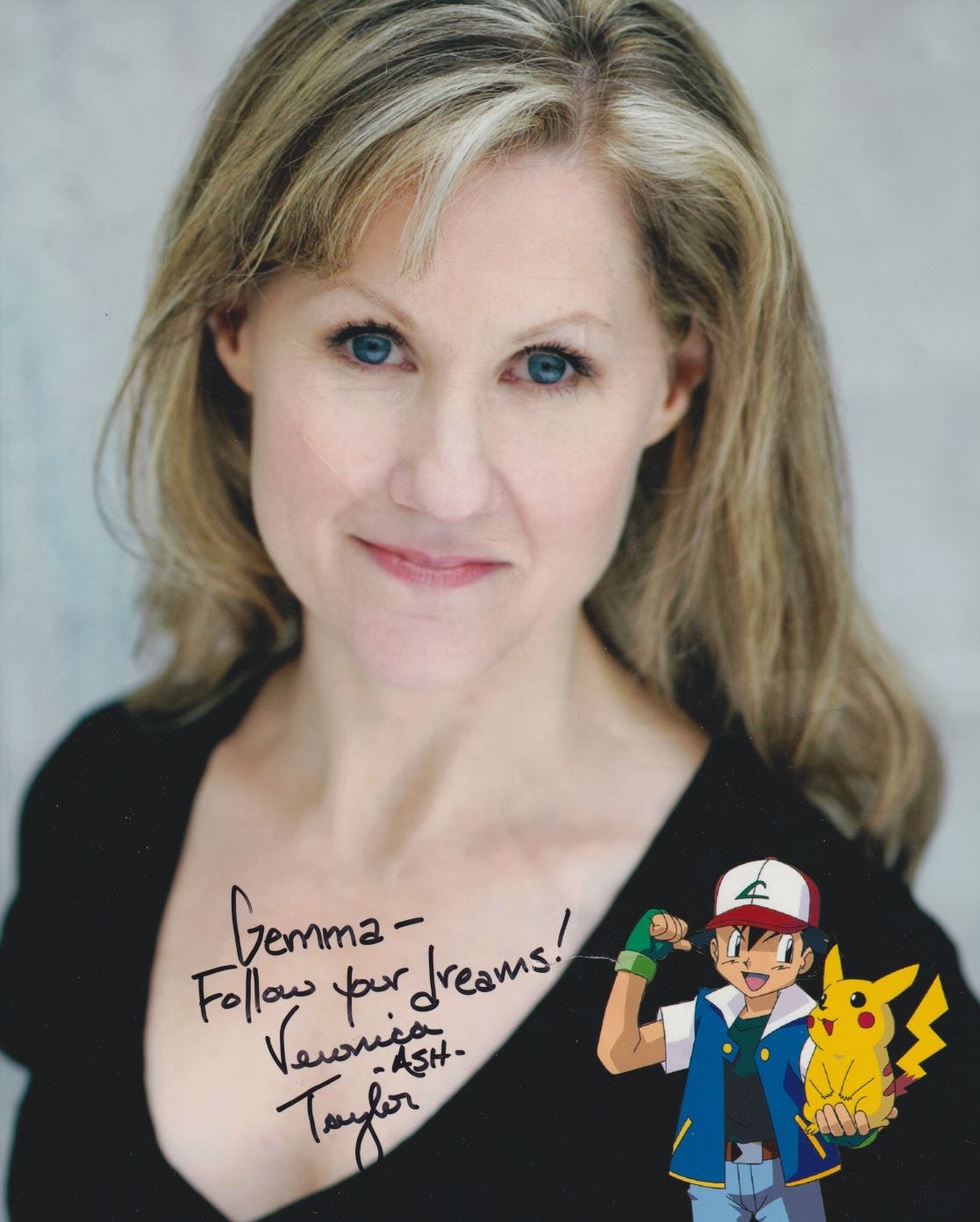 Gemma shared this signed autograph from Veronica Taylor, the original voice actress for Ash Ketchum in the English-adapted Pokémon anime