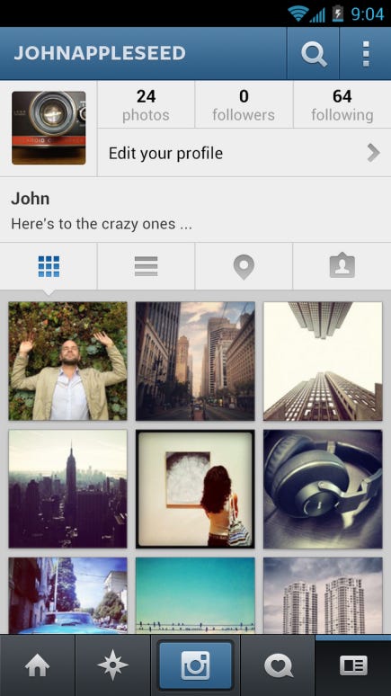 instagram android ui roboto font