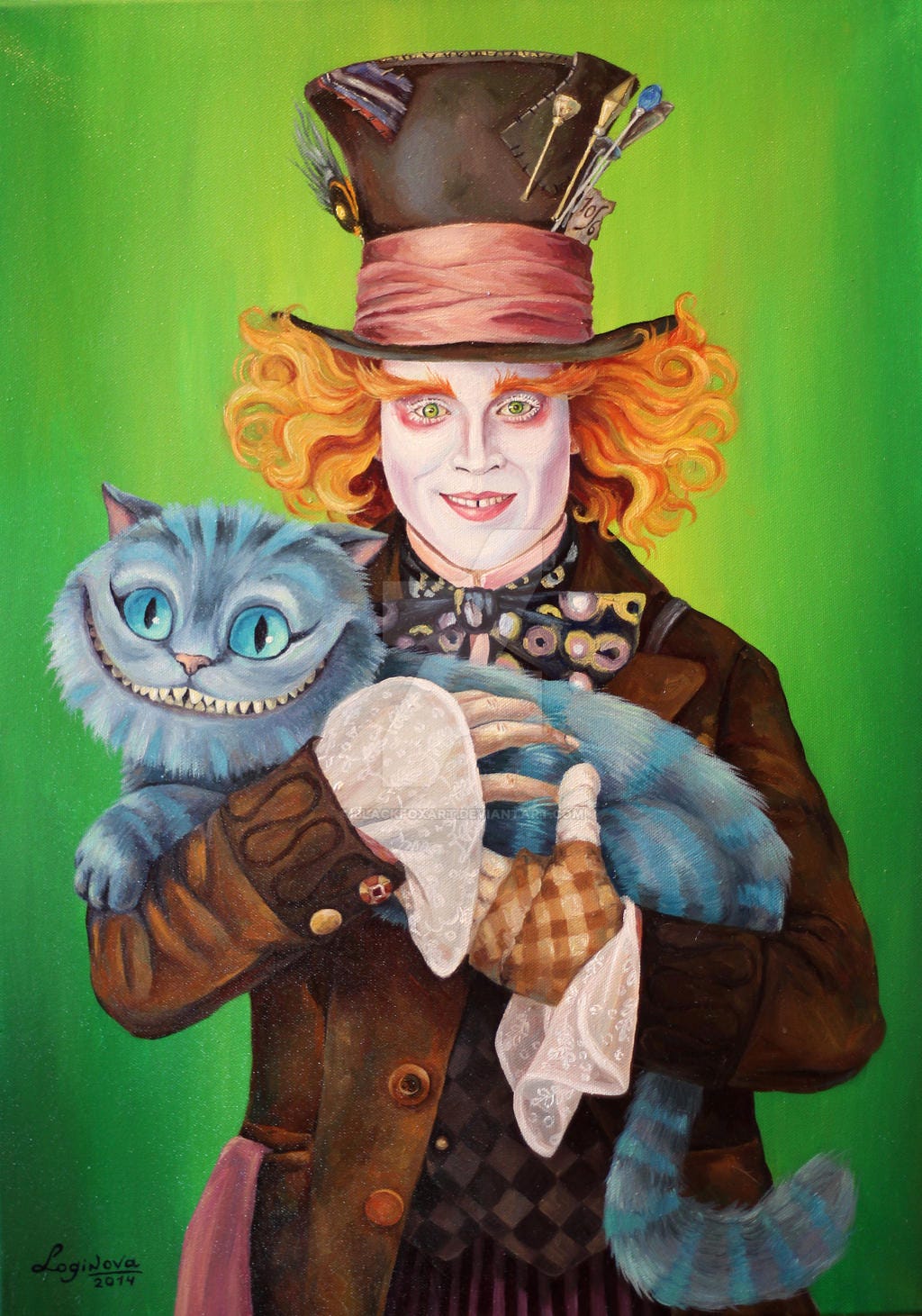The Mad Hatter with the Cheshire Cat by BLACKFOXART on ...
