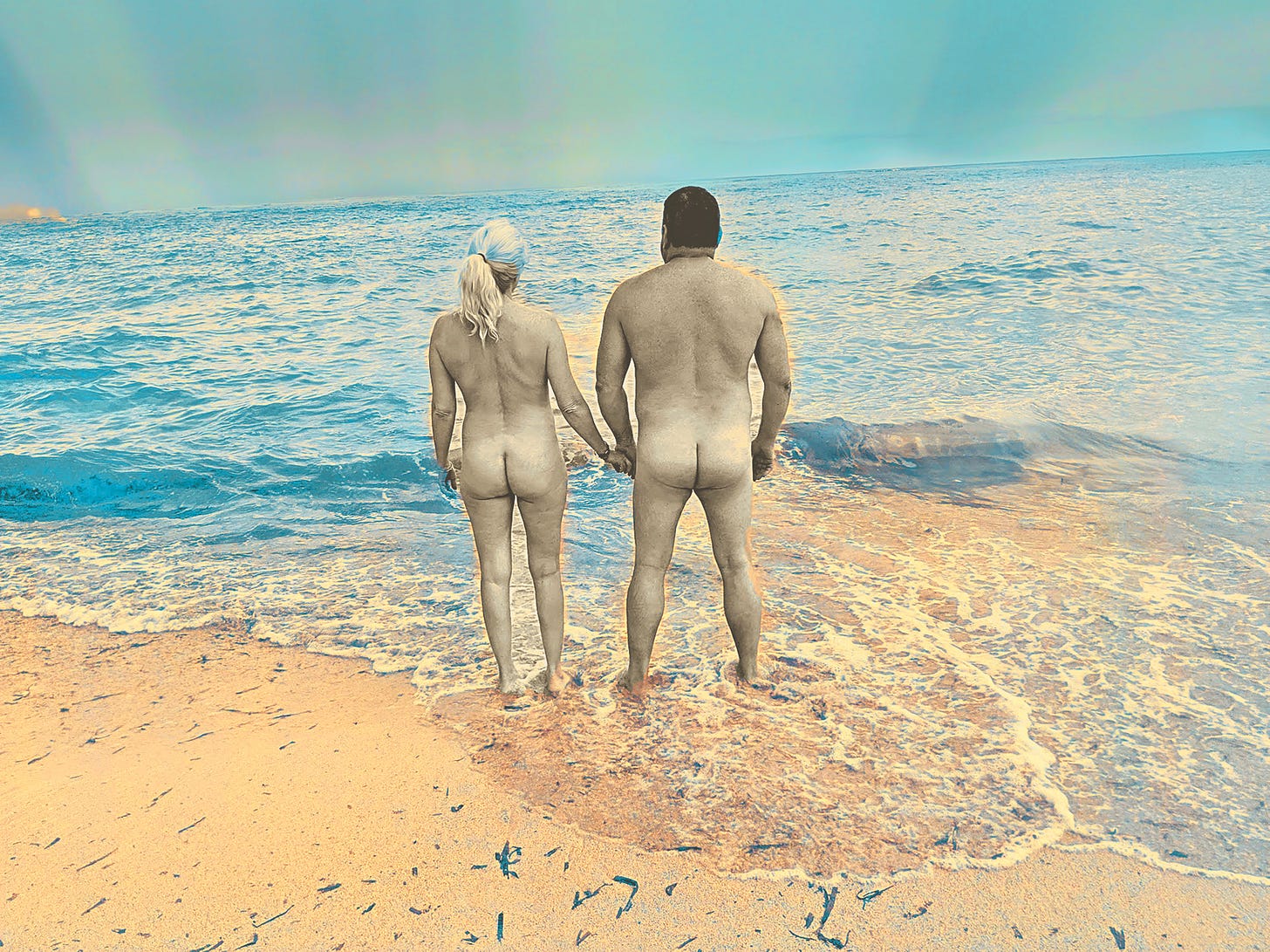 naked couple on beach