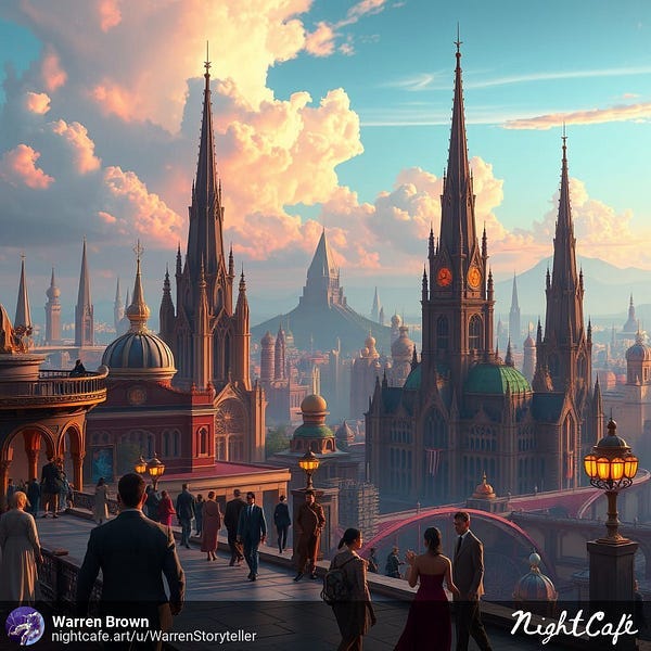 City scene with people