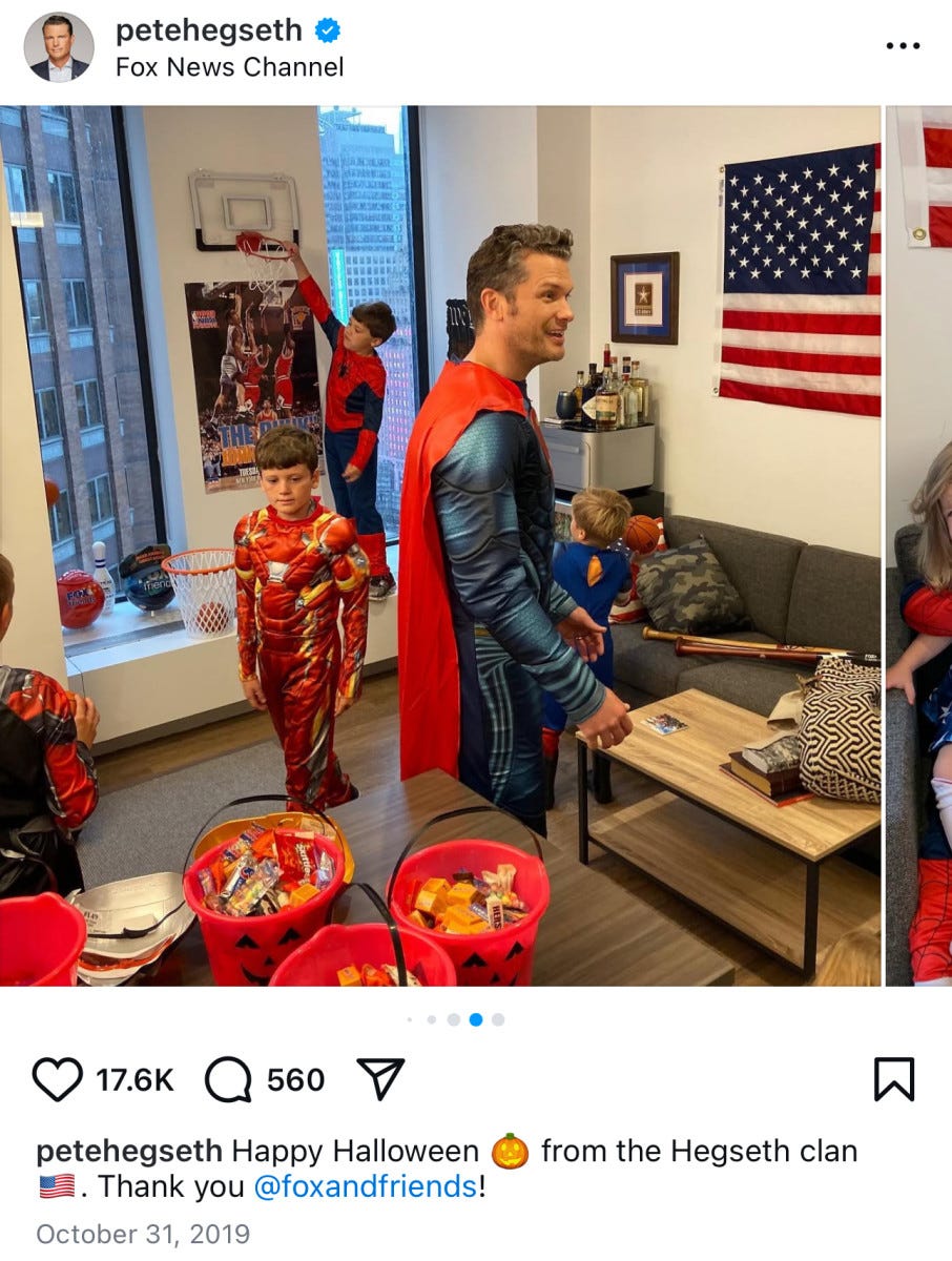 Pete Hegseth in his Fox News office