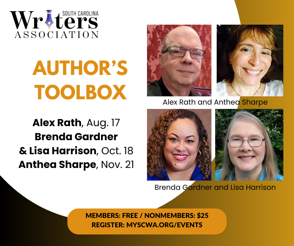 Graphic for upcoming Author's Toolbox sessions