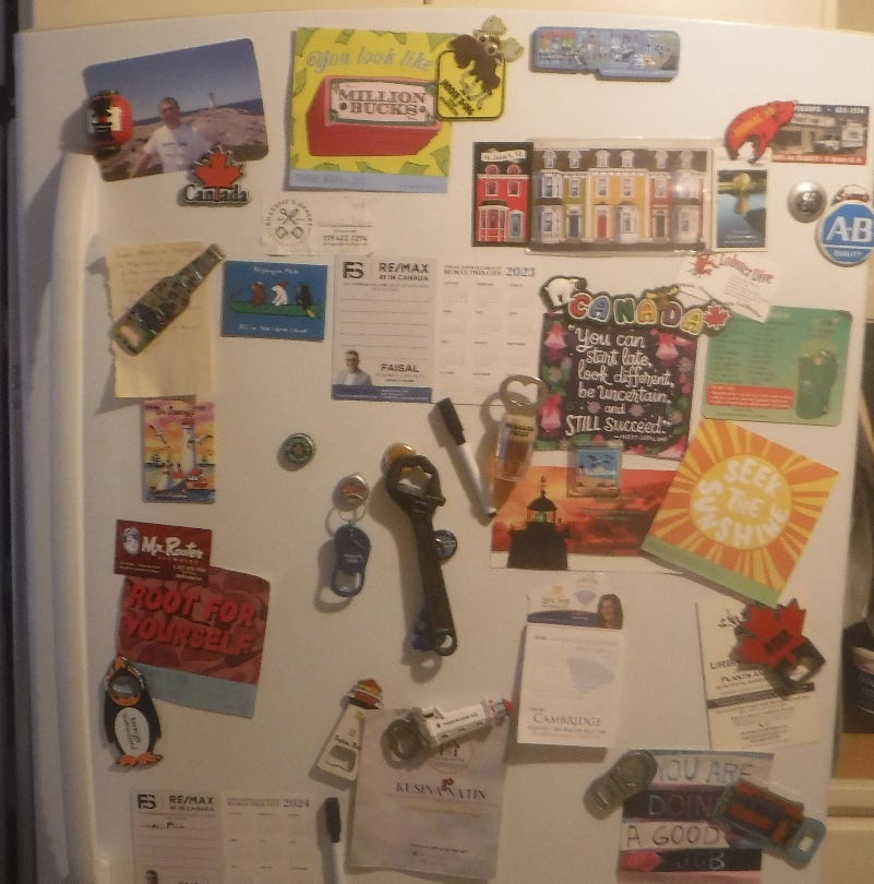 Positive notes on refrigerator door