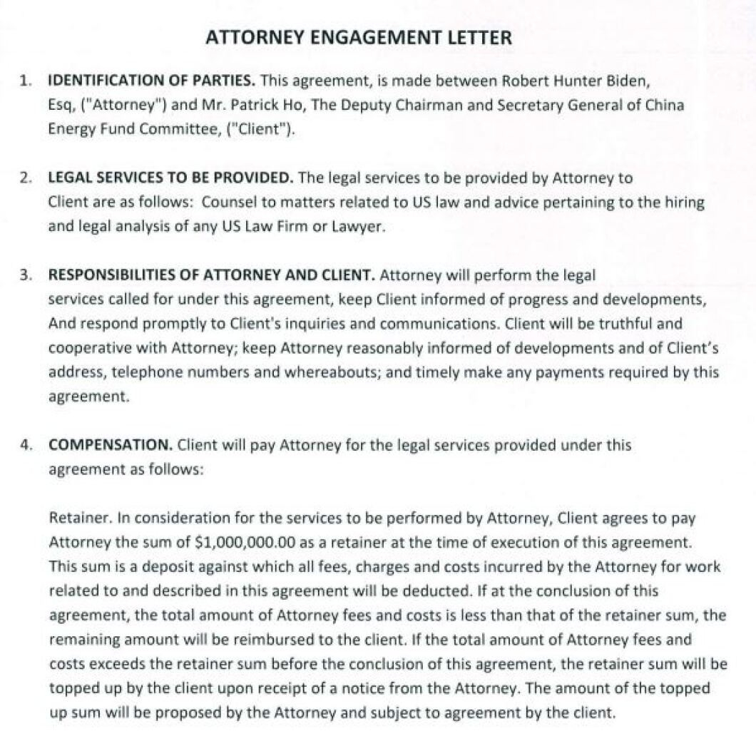 Hunter Biden Patrick Ho Attorney Engagement Letter.JPG