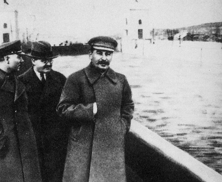 File:Stalin and Molotov along the Volga–Don Canal, Nikolai Yezhov removed.jpg
