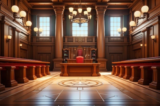 View of 3d courtroom for lawyer's day celebration