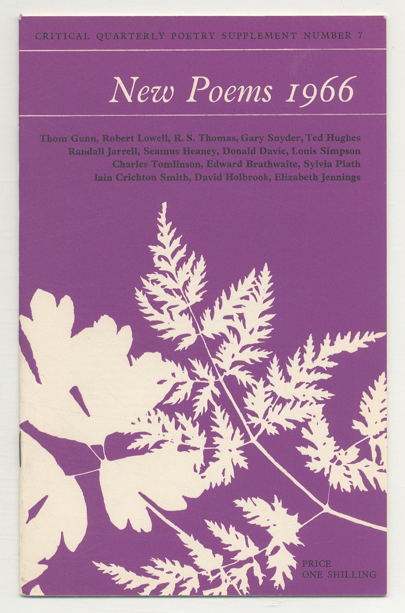 New Poems 1966, purple pamphlet with white leaf design