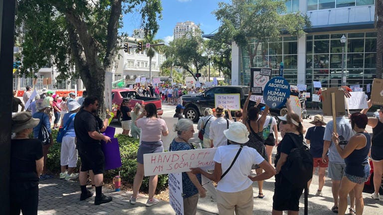 At least 10,000 rally against Trump at Tampa Bay "Hands Off!" protests