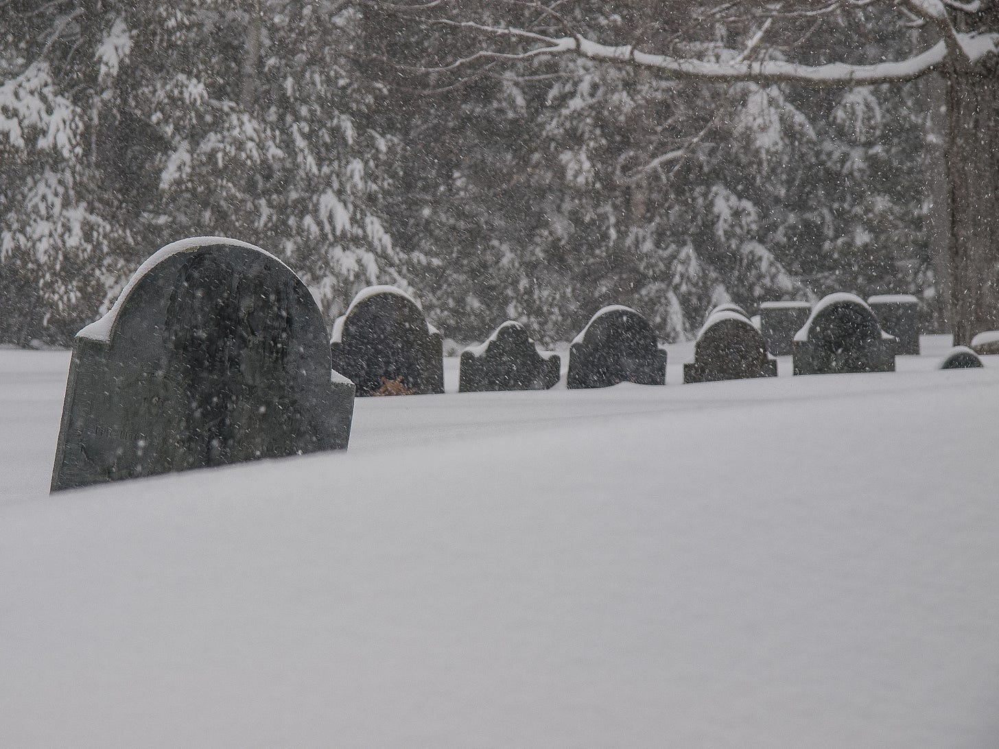 Gravestones in snow