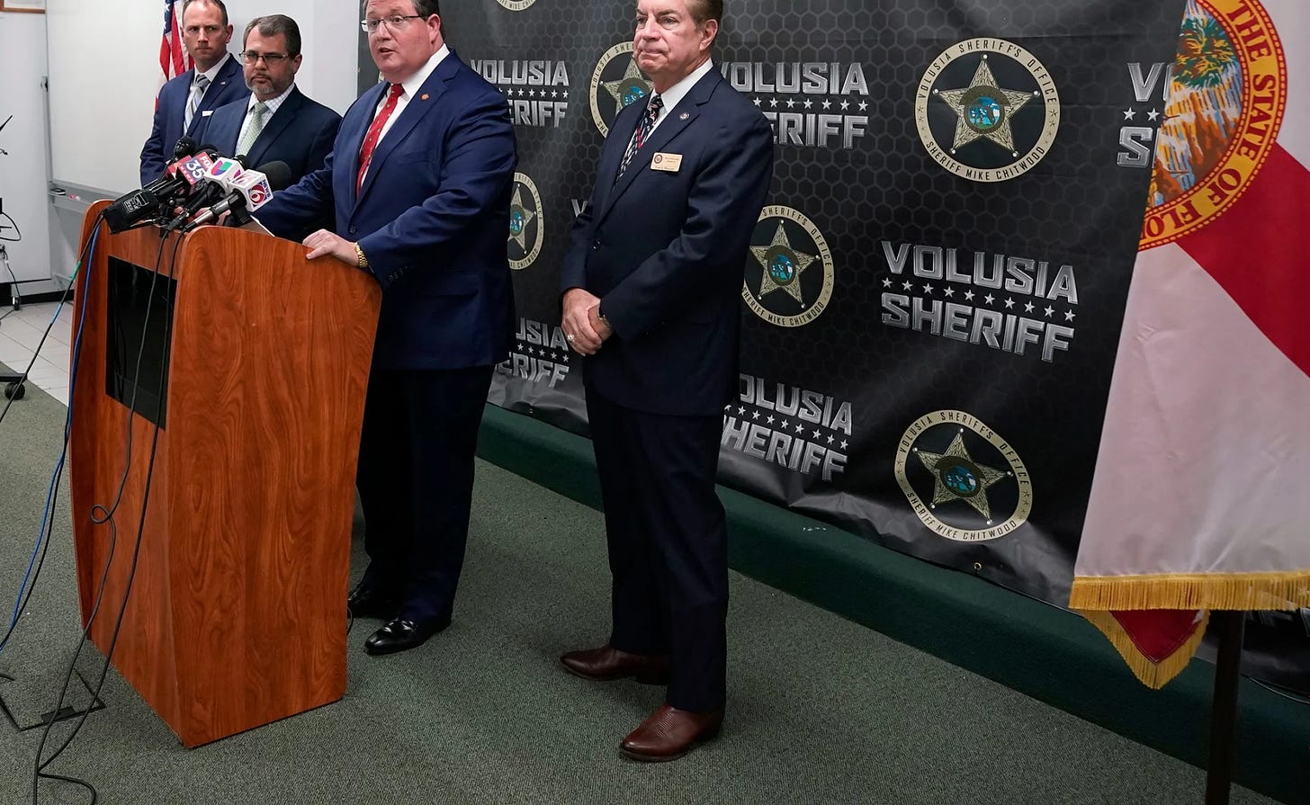 Florida state senator, Randy Fine, denouncing Nazi thugs at a press conference