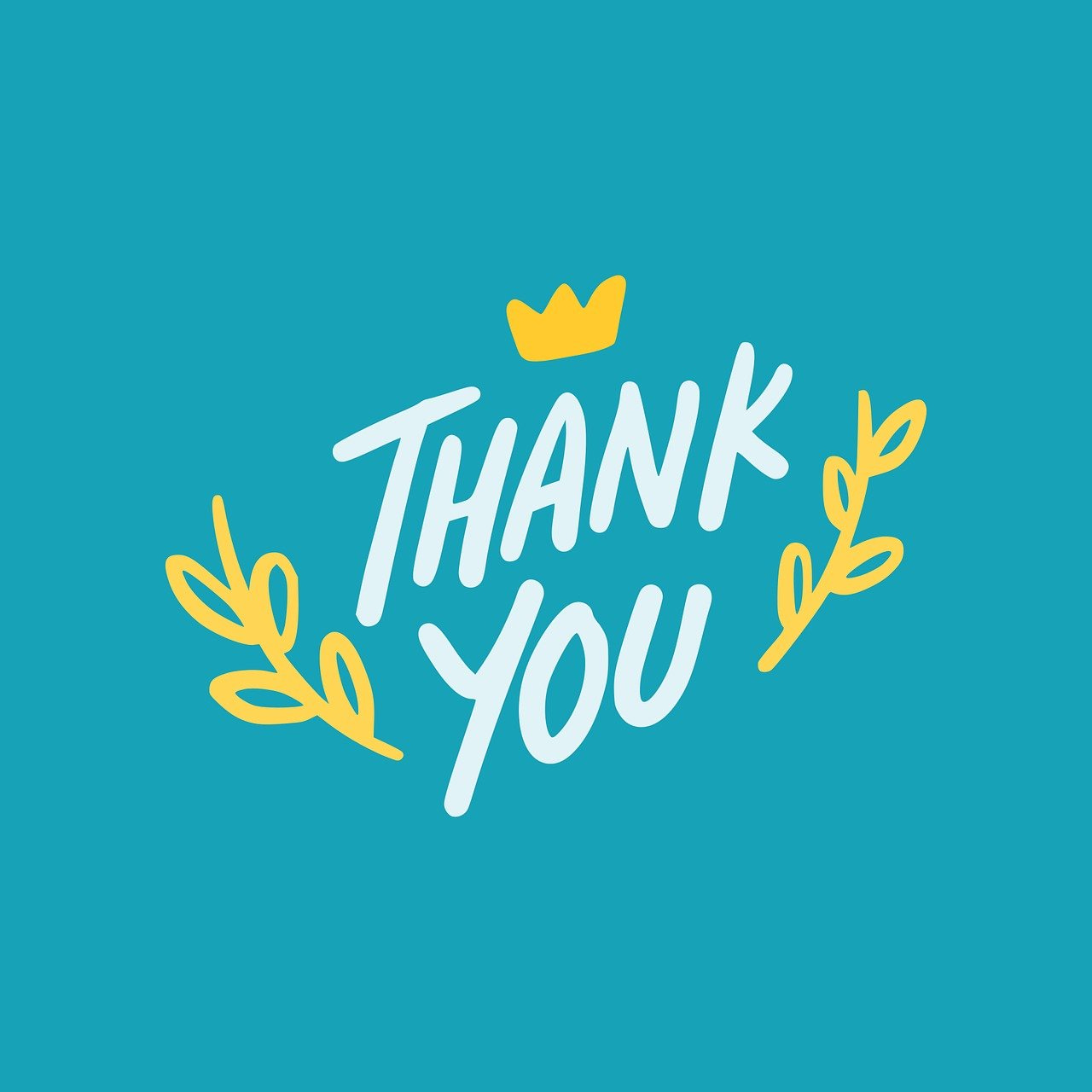 Turquoise graphic saying thank you