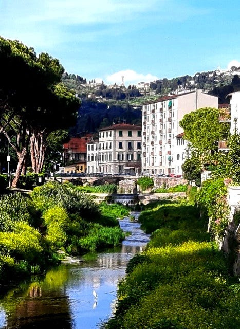 panorama del fiume del quartiere Le Cure a Firenze