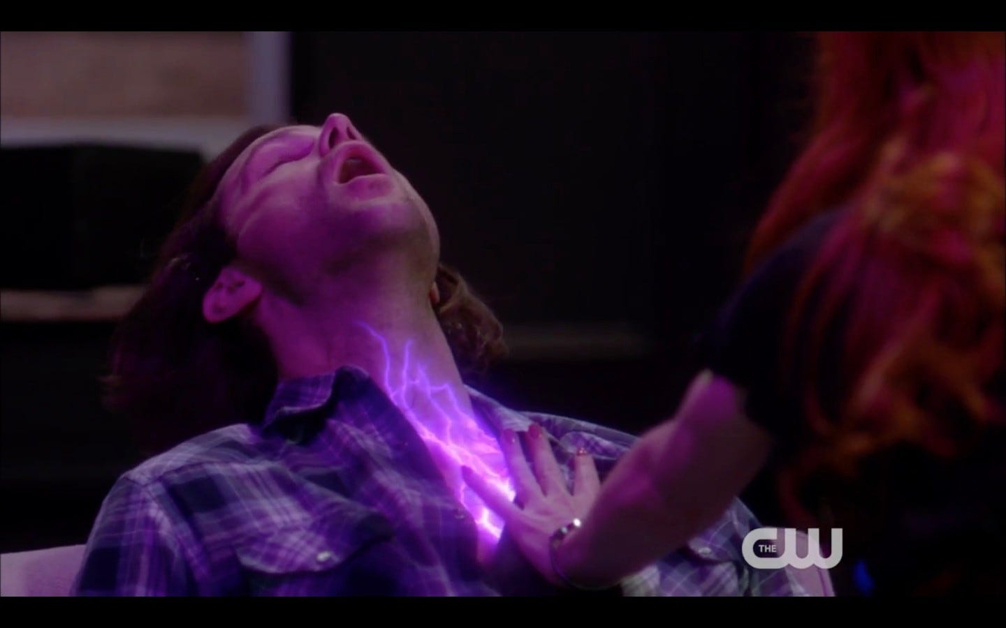 sam winchester purple lights on chest from rowena hand job 2018