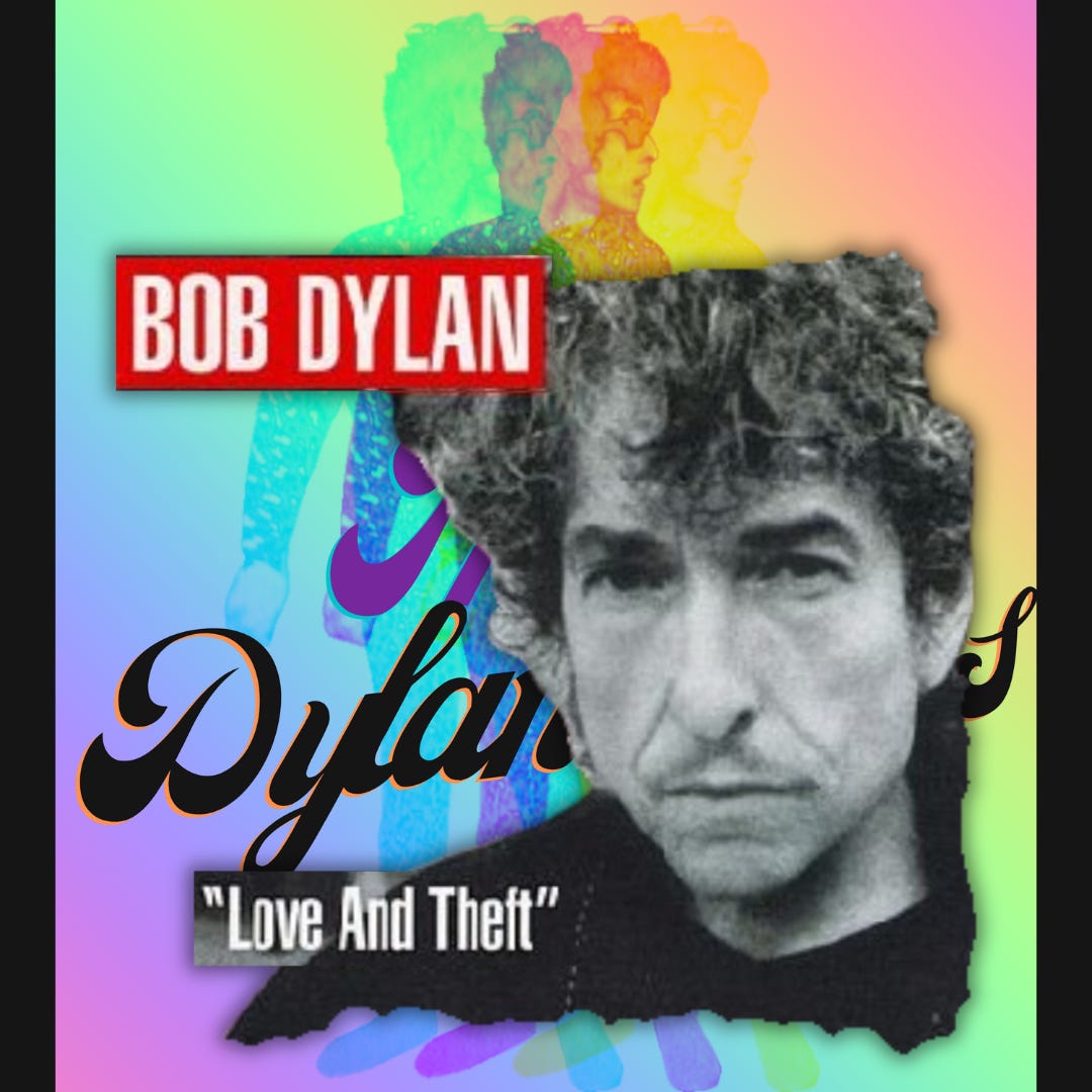 Image of Love and Theft cover superimposed over Dylantantes logo.