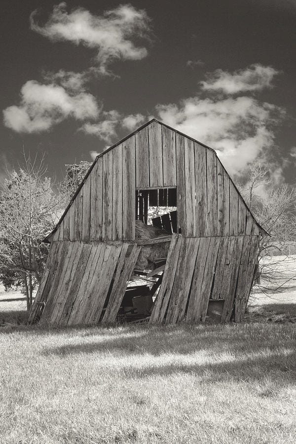 Leaning Barn by Michael Schlueter