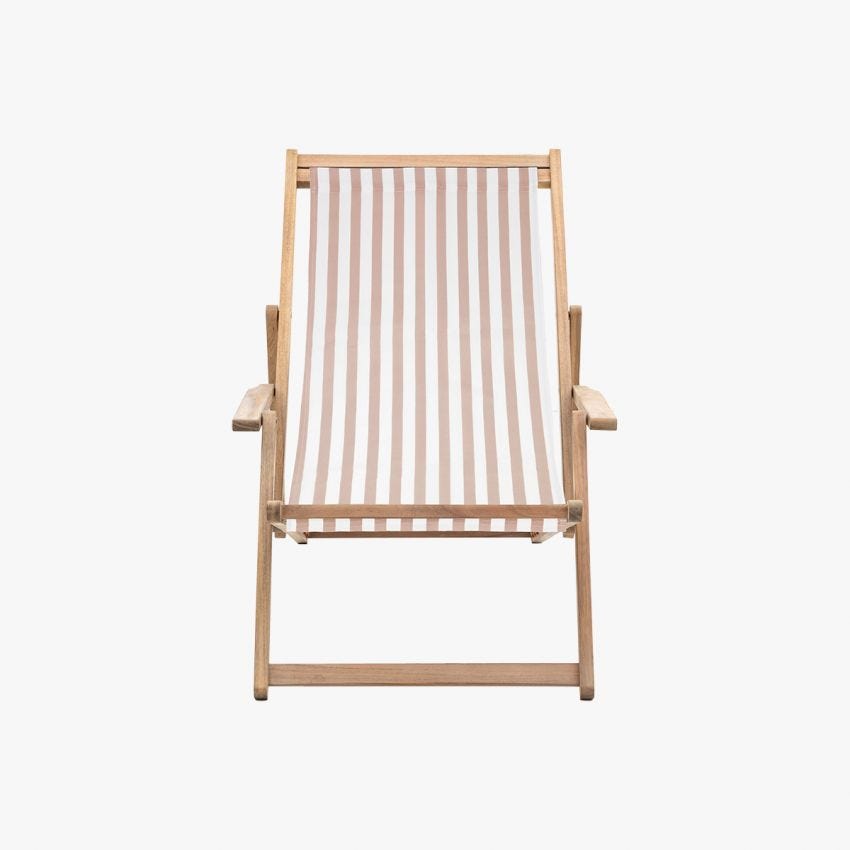 pink and white striped deck chair