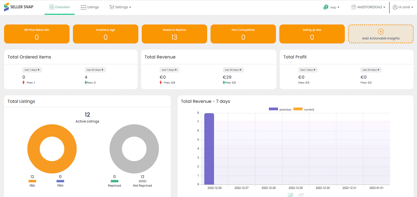 sellersnap dashboard