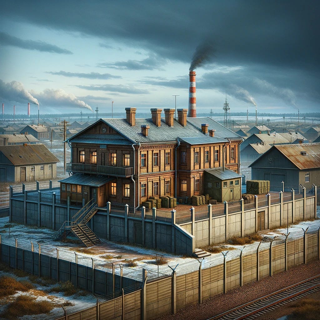 A realistic depiction of a Soviet barracks for an alternate history strategy game, set in a World War II era. The barracks should reflect typical Soviet military architecture of the 1940s, featuring a simple, utilitarian design. It's a one-story structure, functional and straightforward, possibly with reinforced walls and basic military details. The barracks are located within a military base, set against a backdrop of a war-torn landscape, emphasizing its role as a housing facility for soldiers. The design should be practical and in line with what could be expected of Soviet military construction during the World War II period.