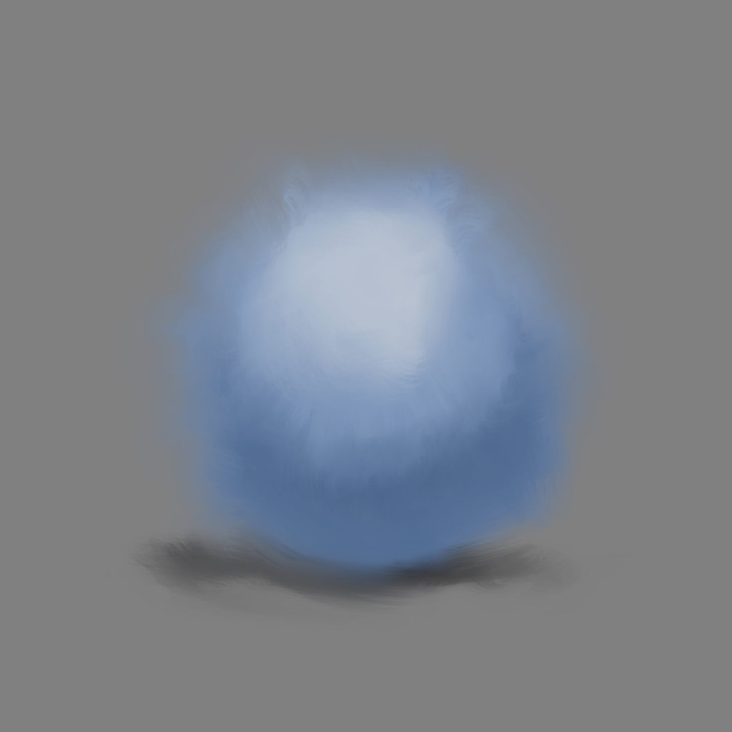 Quick painting of a blue sphere with blurry edges, like a round cloud